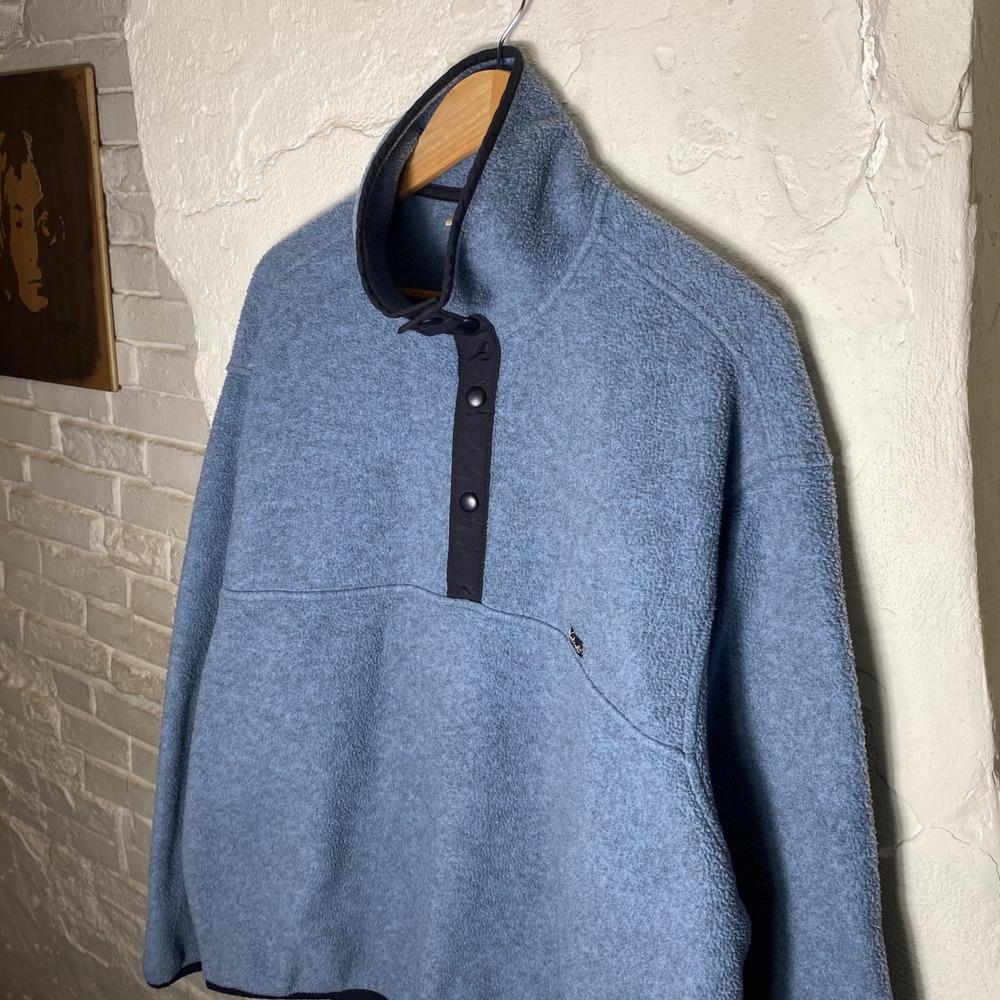 Woolrich Polartec Fleece Pullover Mens XL Blue Snap Neck Sweater - Picture 2 of 7